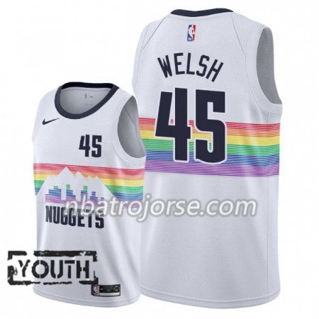 Barn Denver Nuggets Tröja Thomas Welsh 45 2018-19 Nike City Edition Vit Swingman